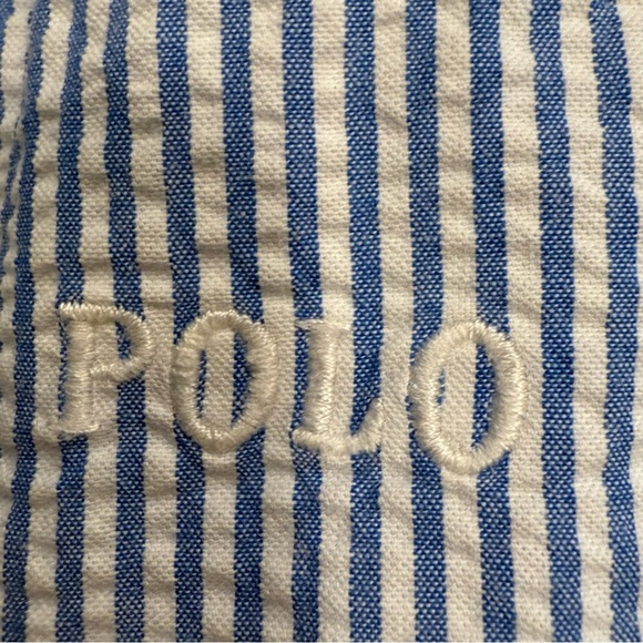 Polo Ralph Lauren Girls Seersucker Dress Blue/white Stripe Fit & Flare Sz 12 - Picture 5 of 14